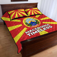 Macedonia Quilt Bed Set with National Emblem and Sunburst Flag Design - Wonder Print Shop