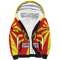 Macedonia Sherpa Hoodie with National Emblem and Sunburst Flag Design - Wonder Print Shop