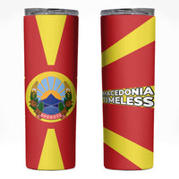 Macedonia Skinny Tumbler with National Emblem and Sunburst Flag Design - Wonder Print Shop