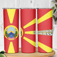 Macedonia Skinny Tumbler with National Emblem and Sunburst Flag Design - Wonder Print Shop