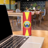 Macedonia Skinny Tumbler with National Emblem and Sunburst Flag Design - Wonder Print Shop