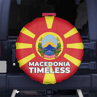 Macedonia Spare Tire Cover with National Emblem and Sunburst Flag Design - Wonder Print Shop