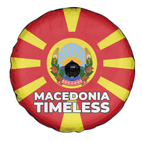 Macedonia Spare Tire Cover with National Emblem and Sunburst Flag Design - Wonder Print Shop
