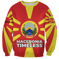 Macedonia Sweatshirt with National Emblem and Sunburst Flag Design - Wonder Print Shop