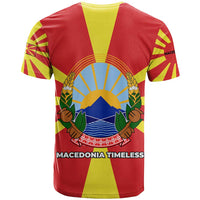 Macedonia T Shirt with National Emblem and Sunburst Flag Design - Wonder Print Shop