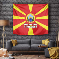 Macedonia Tapestry with National Emblem and Sunburst Flag Design - Wonder Print Shop