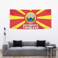 Macedonia Tapestry with National Emblem and Sunburst Flag Design - Wonder Print Shop