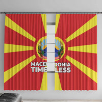 Macedonia Window Curtain with National Emblem and Sunburst Flag Design - Wonder Print Shop