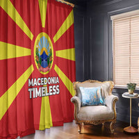 Macedonia Window Curtain with National Emblem and Sunburst Flag Design - Wonder Print Shop
