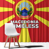 Macedonia Window Curtain with National Emblem and Sunburst Flag Design - Wonder Print Shop