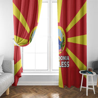 Macedonia Window Curtain with National Emblem and Sunburst Flag Design - Wonder Print Shop