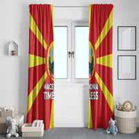 Macedonia Window Curtain with National Emblem and Sunburst Flag Design - Wonder Print Shop
