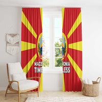 Macedonia Window Curtain with National Emblem and Sunburst Flag Design - Wonder Print Shop