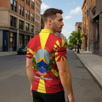 Macedonia Zipper Polo Shirt with National Emblem and Sunburst Flag Design - Wonder Print Shop