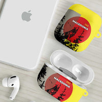 Macedonia AirPods Case with Howling Wolf and Sunset Forest Design - Wonder Print Shop