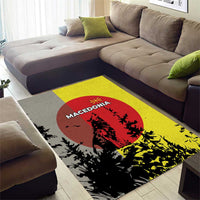 Macedonia Area Rug with Howling Wolf and Sunset Forest Design - Wonder Print Shop