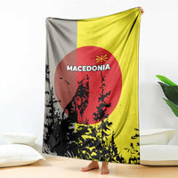 Macedonia Blanket with Howling Wolf and Sunset Forest Design - Wonder Print Shop