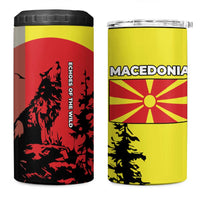 Macedonia 4 in 1 Can Cooler Tumbler with Howling Wolf and Sunset Forest Design - Wonder Print Shop