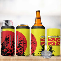 Macedonia 4 in 1 Can Cooler Tumbler with Howling Wolf and Sunset Forest Design - Wonder Print Shop