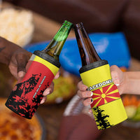 Macedonia 4 in 1 Can Cooler Tumbler with Howling Wolf and Sunset Forest Design - Wonder Print Shop