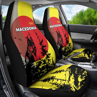 Macedonia Car Seat Cover with Howling Wolf and Sunset Forest Design - Wonder Print Shop