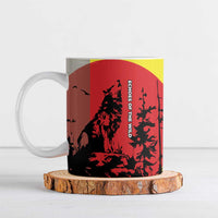 Macedonia Ceramic Mug with Howling Wolf and Sunset Forest Design - Wonder Print Shop