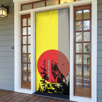 Macedonia Door Cover with Howling Wolf and Sunset Forest Design - Wonder Print Shop