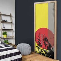 Macedonia Door Cover with Howling Wolf and Sunset Forest Design - Wonder Print Shop