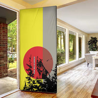Macedonia Door Cover with Howling Wolf and Sunset Forest Design - Wonder Print Shop