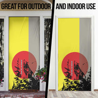 Macedonia Door Cover with Howling Wolf and Sunset Forest Design - Wonder Print Shop
