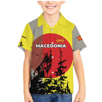 Macedonia Family Matching Mermaid Dress and Hawaiian Shirt with Howling Wolf and Sunset Forest Design - Wonder Print Shop