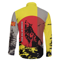 Macedonia Family Matching Short Sleeve Bodycon Dress and Hawaiian Shirt with Howling Wolf and Sunset Forest Design - Wonder Print Shop