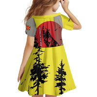 Macedonia Family Matching Tank Maxi Dress and Hawaiian Shirt with Howling Wolf and Sunset Forest Design - Wonder Print Shop