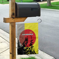 Macedonia Garden Flag with Howling Wolf and Sunset Forest Design - Wonder Print Shop