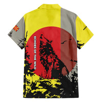 Macedonia Hawaiian Shirt with Howling Wolf and Sunset Forest Design - Wonder Print Shop