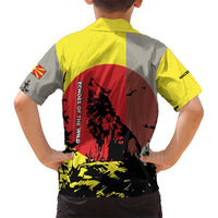 Macedonia Hawaiian Shirt with Howling Wolf and Sunset Forest Design - Wonder Print Shop