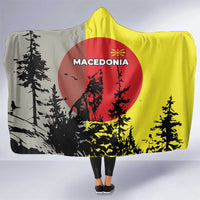 Macedonia Hooded Blanket with Howling Wolf and Sunset Forest Design - Wonder Print Shop