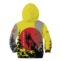 Macedonia Kid Hoodie with Howling Wolf and Sunset Forest Design - Wonder Print Shop