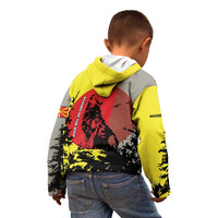 Macedonia Kid Hoodie with Howling Wolf and Sunset Forest Design - Wonder Print Shop