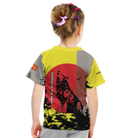 Macedonia Kid T Shirt with Howling Wolf and Sunset Forest Design - Wonder Print Shop