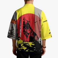 Macedonia Kimono with Howling Wolf and Sunset Forest Design - Wonder Print Shop