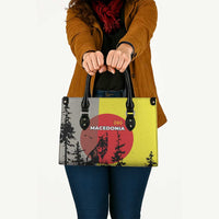 Macedonia Leather Bag with Howling Wolf and Sunset Forest Design - Wonder Print Shop
