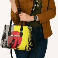 Macedonia Leather Bag with Howling Wolf and Sunset Forest Design - Wonder Print Shop