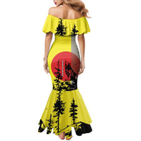 Macedonia Mermaid Dress with Howling Wolf and Sunset Forest Design - Wonder Print Shop