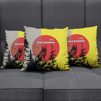 Macedonia Pillow Cover with Howling Wolf and Sunset Forest Design - Wonder Print Shop