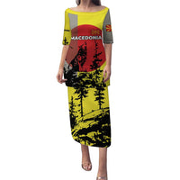 Macedonia Puletasi with Howling Wolf and Sunset Forest Design - Wonder Print Shop