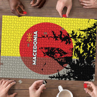 Macedonia Puzzle with Howling Wolf and Sunset Forest Design - Wonder Print Shop