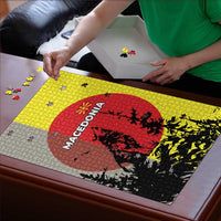 Macedonia Puzzle with Howling Wolf and Sunset Forest Design - Wonder Print Shop