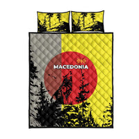 Macedonia Quilt Bed Set with Howling Wolf and Sunset Forest Design - Wonder Print Shop
