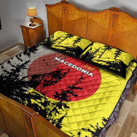 Macedonia Quilt Bed Set with Howling Wolf and Sunset Forest Design - Wonder Print Shop